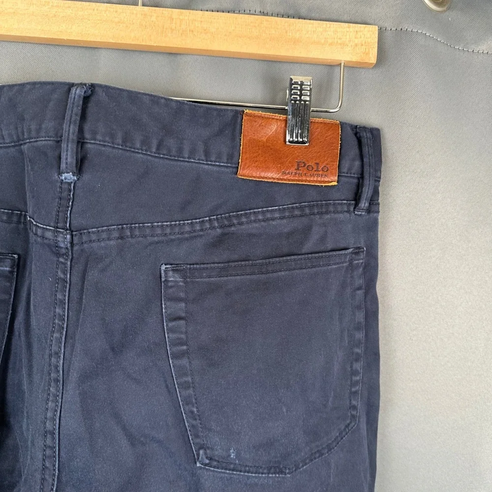 Polo Ralph Lauren Mens Navy Blue 5-Pocket Cotton Twill Straight Leg Pants 34x30
